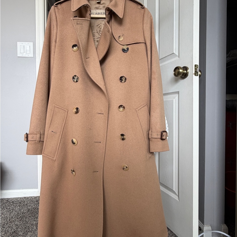 Burberry Cashmere Women's Camel Double-Breasted Trench Coat
